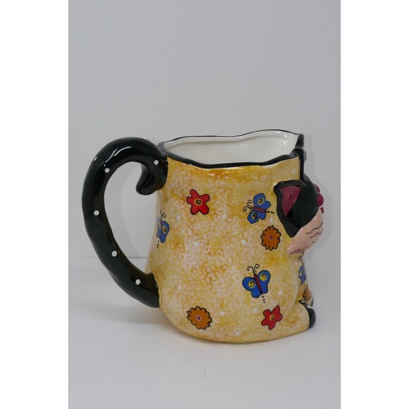 CBK LTD 2002 Ceramic Cat Figural Butterfly Polka Dots Pitcher - Picture 4 of 13